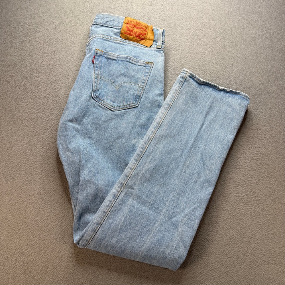 Levis 501 Original Straight Fit Jeans Mens 33x34 (FIT 34x34) Blue Stretch Work